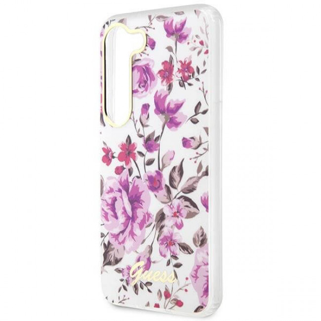 Guess Samsung Galaxy S23 Plus - Flower Collection Σκληρή Θήκη με Πλαίσιο Σιλικόνης - White - GUHCS23MHCFWST