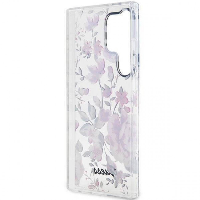 Guess Samsung Galaxy S23 Ultra - Flower Collection Σκληρή Θήκη με Πλαίσιο Σιλικόνης - White - GUHCS23LHCFWST