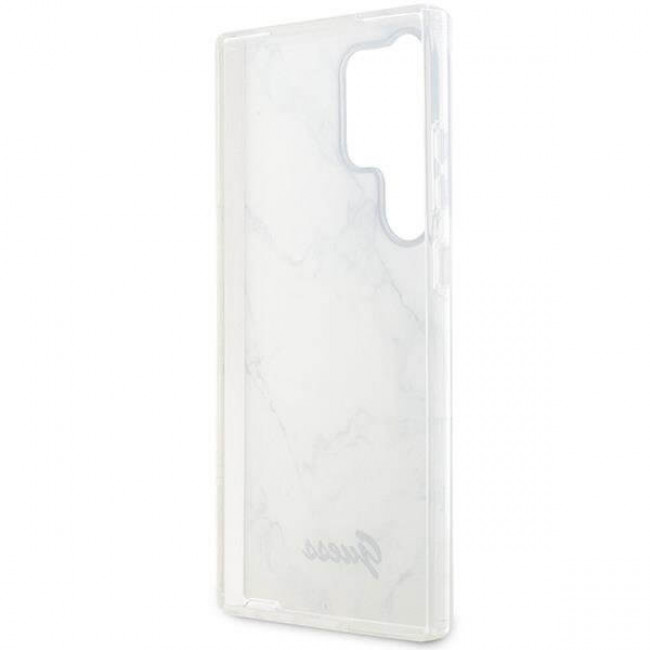 Guess Samsung Galaxy S23 Ultra - Marble Collection Σκληρή Θήκη με Πλαίσιο Σιλικόνης - White - GUHCS23LPCUMAH