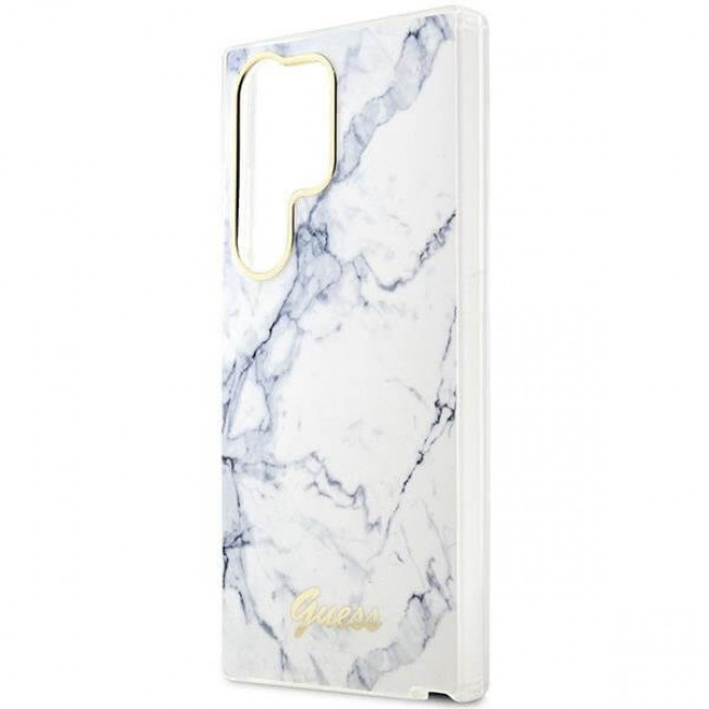 Guess Samsung Galaxy S23 Ultra - Marble Collection Σκληρή Θήκη με Πλαίσιο Σιλικόνης - White - GUHCS23LPCUMAH