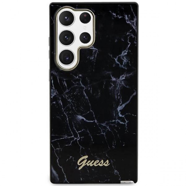 Guess Samsung Galaxy S23 Ultra - Marble Collection Σκληρή Θήκη με Πλαίσιο Σιλικόνης - Black - GUHCS23LPCUMAK