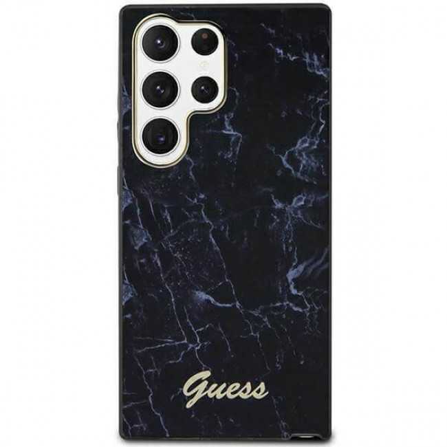 Guess Samsung Galaxy S23 Ultra - Marble Collection Σκληρή Θήκη με Πλαίσιο Σιλικόνης - Black - GUHCS23LPCUMAK