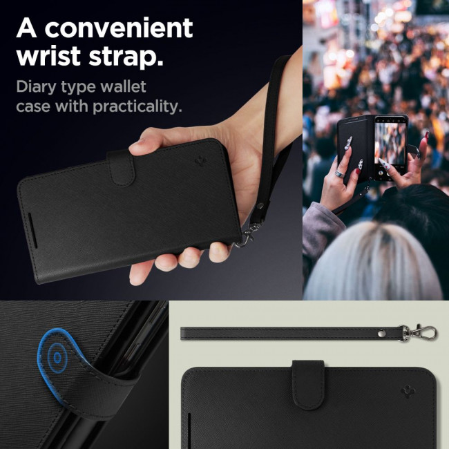 Spigen Samsung Galaxy A54 5G Wallet S Plus Θήκη Πορτοφόλι από Δερματίνη - Black