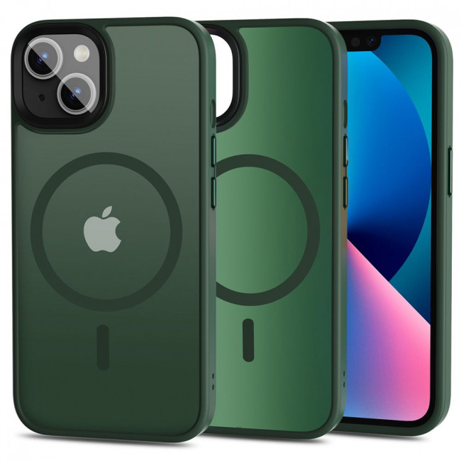 Tech-Protect iPhone 13 MagMat Σκληρή Θήκη με Πλαίσιο Σιλικόνης και MagSafe - Matte Green