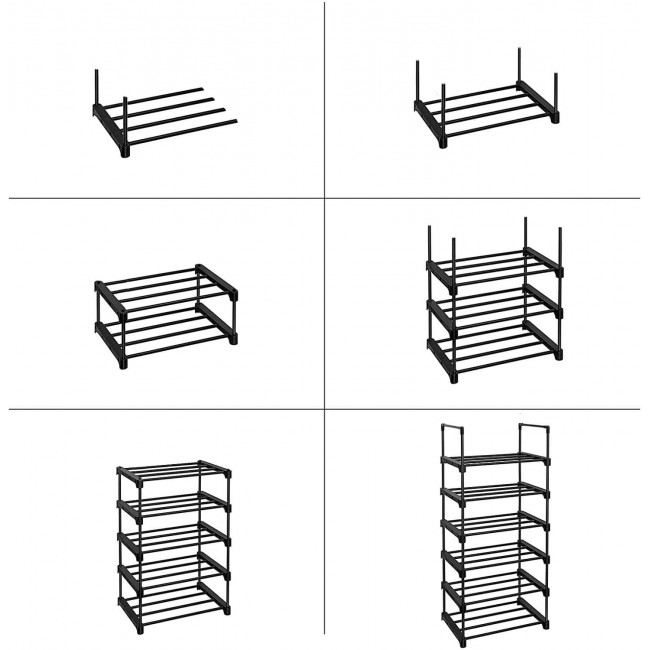 Songmics Μεταλλική Παπουτσοθήκη με 6 Ράφια - Black - LSA23BK