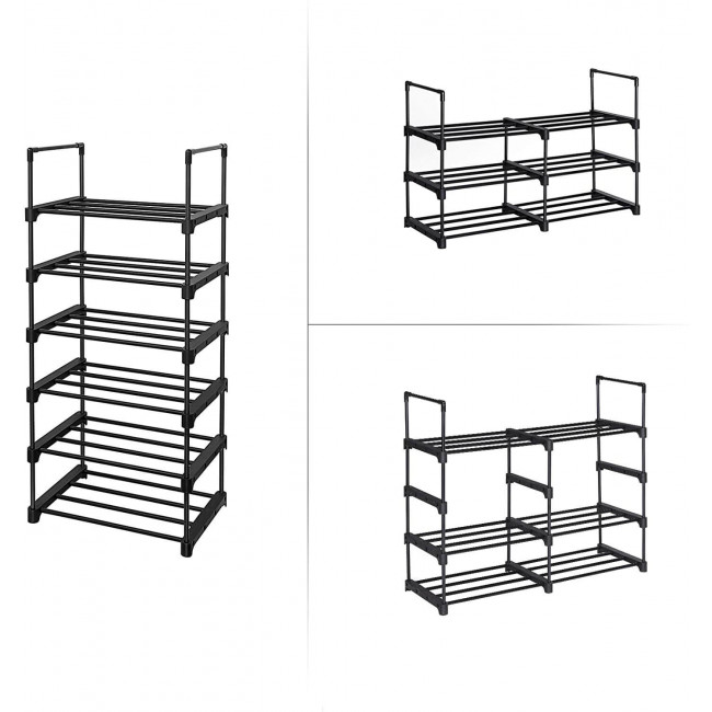 Songmics Μεταλλική Παπουτσοθήκη με 6 Ράφια - Black - LSA23BK