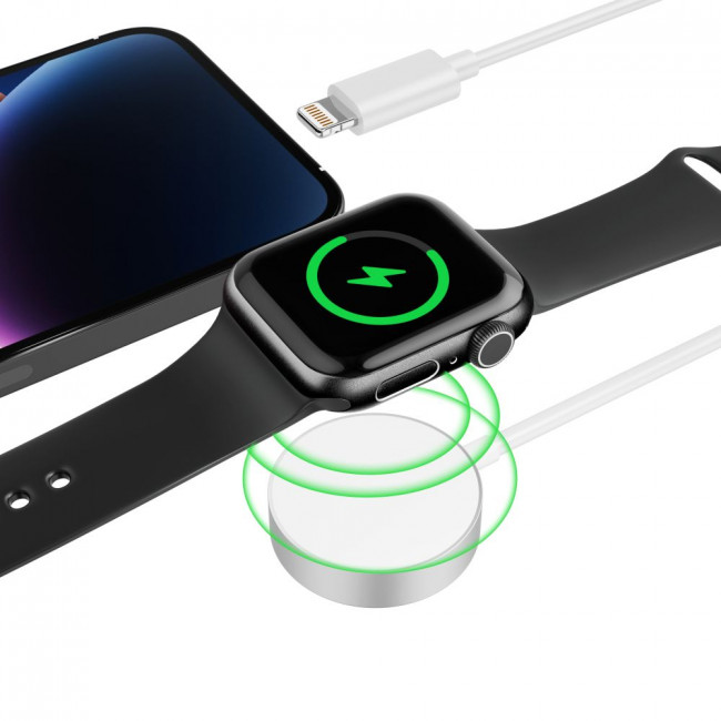 Tech-Protect UltraBoost 2in1 Μαγνητική Βάση Φόρτισης για Apple Watch με Καλώδιο USB to Lightning για iPhone - 1.5m - White