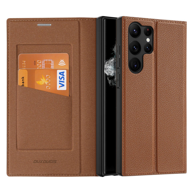 Dux Ducis Samsung Galaxy S23 Ultra Skin X2 Flip Stand Case Θήκη Βιβλίο - Brown