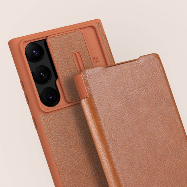 Nillkin Samsung Galaxy S23 Ultra Qin Leather Pro Case Θήκη Βιβλίο - Brown