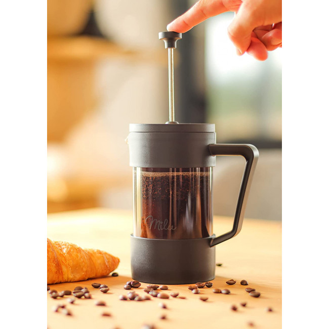 Milu French Press Coffee Maker Γαλλική Γυάλινη Καφετιέρα - Πρέσα Καφέ - 600ml - Black - 5078