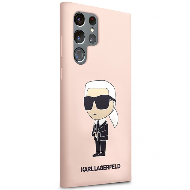 Karl Lagerfeld Samsung Galaxy S23 Ultra Liquid Silicone Ikonik Karl Θήκη Σιλικόνης - Pink - KLHCS23LSNIKBCP