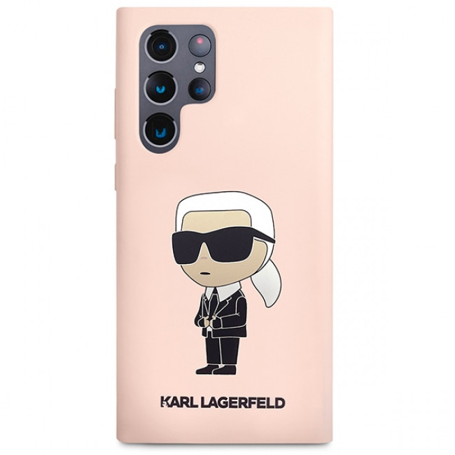 Karl Lagerfeld Samsung Galaxy S23 Ultra Liquid Silicone Ikonik Karl Θήκη Σιλικόνης - Pink - KLHCS23LSNIKBCP