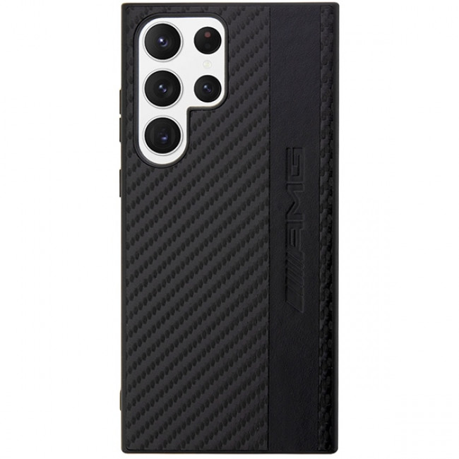 AMG Samsung Galaxy S23 Ultra Carbon Stripe and Embossed Σκληρή Θήκη με Carbon Fiber - Black - AMHCS23LBLSCA