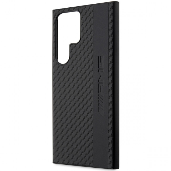 AMG Samsung Galaxy S23 Ultra Carbon Stripe and Embossed Σκληρή Θήκη με Carbon Fiber - Black - AMHCS23LBLSCA