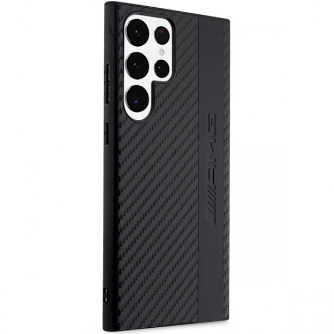 AMG Samsung Galaxy S23 Ultra Carbon Stripe and Embossed Σκληρή Θήκη με Carbon Fiber - Black - AMHCS23LBLSCA