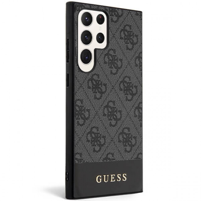 Guess Samsung Galaxy S23 Ultra - 4G Stripe Collection Θήκη με Επένδυση Συνθετικού Δέρματος - Black - GUHCS23LG4GLGR