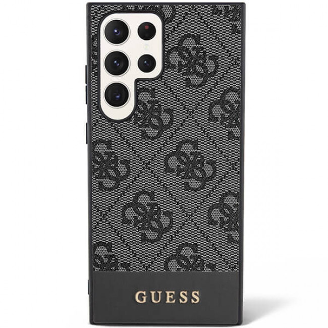 Guess Samsung Galaxy S23 Ultra - 4G Stripe Collection Θήκη με Επένδυση Συνθετικού Δέρματος - Black - GUHCS23LG4GLGR