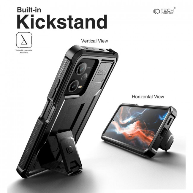 Tech-Protect Xiaomi Redmi Note 12 Pro / Poco X5 Pro 5G Kevlar Pro Θήκη 360 Full Body με Προστασία Οθόνης και Stand - Black