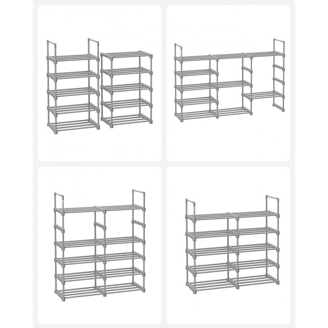 Songmics Μεταλλική Παπουτσοθήκη με 10 Ράφια - Grey - LSA025G02