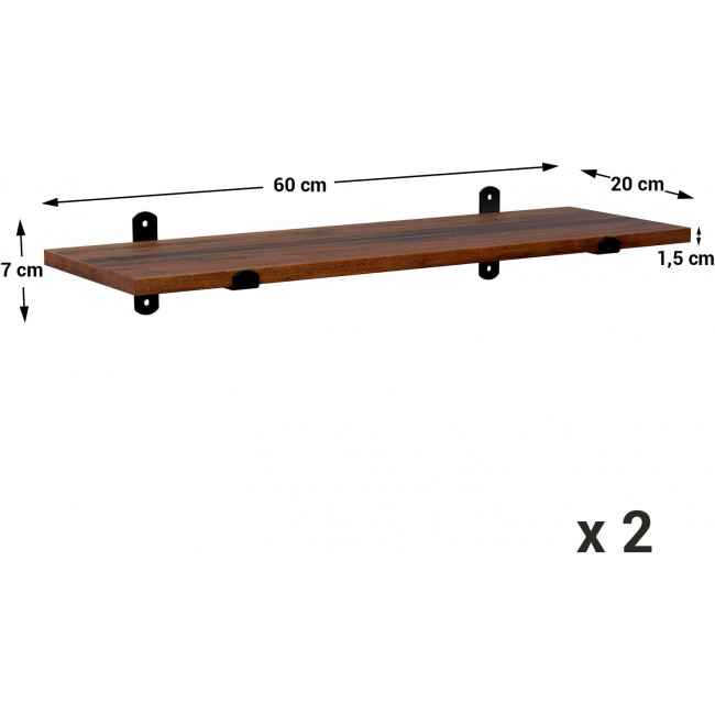 Songmics Σετ 2 Διακοσμητικά Ράφια - ‎Brown / Black - LWS04NB