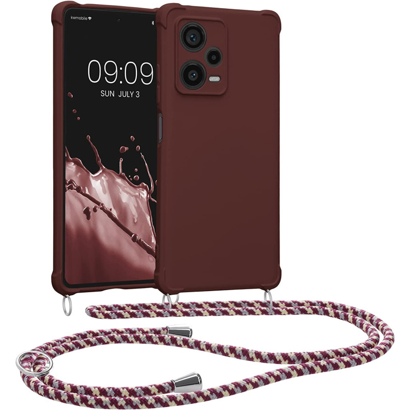 KW Xiaomi Redmi Note 12 Pro+ Θήκη Σιλικόνης TPU με Λουράκι - Bordeaux Violet - 60720.187