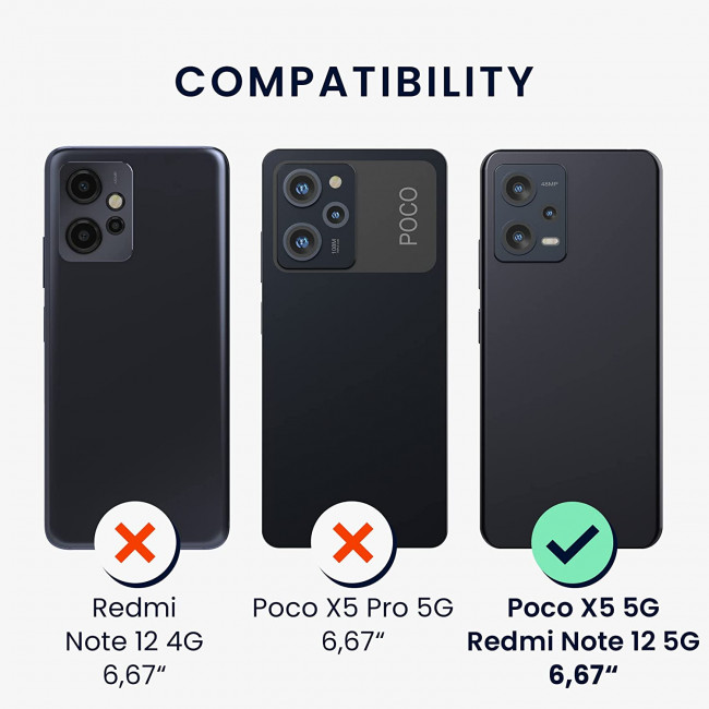 KW Xiaomi Redmi Note 12 5G / Poco X5 5G Θήκη Σιλικόνης Rubberized TPU - Black - 61169.01