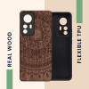 KW Xiaomi 12T / 12T Pro Θήκη από Φυσικό Ξύλο - Design Indian Sun - Dark Brown - 60150.04