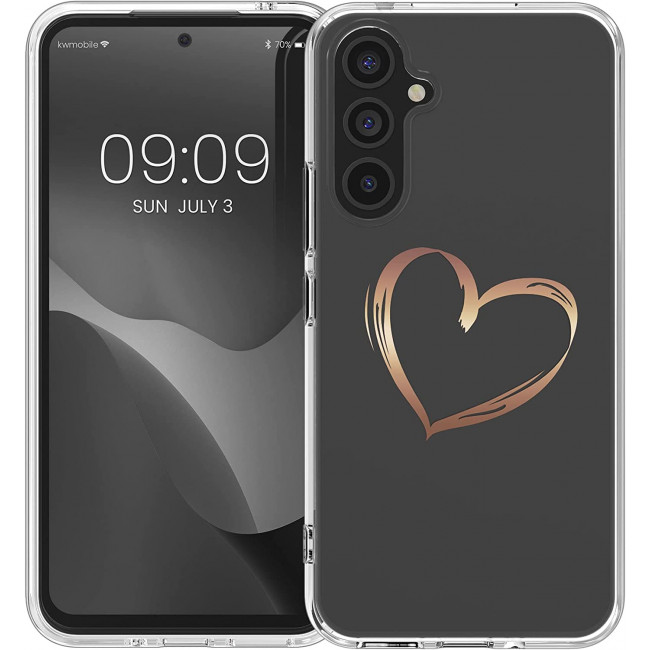 KW Samsung Galaxy A54 5G Θήκη Σιλικόνης TPU Design Heart Brush - Rose Gold / Διάφανη - 60806.01