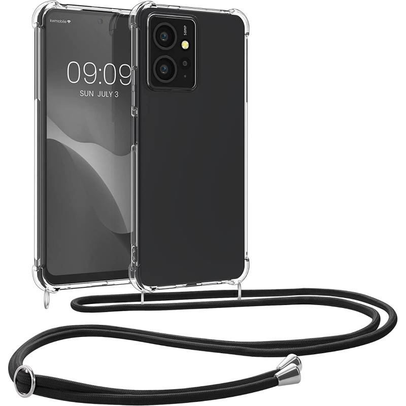 KW Xiaomi Redmi Note 12 4G Θήκη Σιλικόνης TPU με Λουράκι - Διάφανη / Black - 61172.01