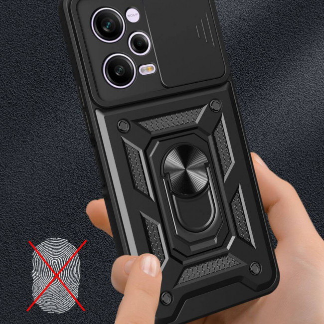 Techsuit Xiaomi Redmi Note 12 Pro 5G Camshield Series Σκληρή Θήκη με Πλαίσιο Σιλικόνης και Δαχτυλίδι Συγκράτησης - Black