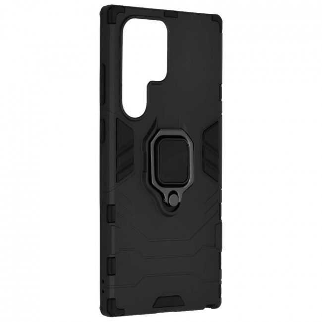 Techsuit Samsung Galaxy S23 Ultra Silicone Shield Σκληρή Θήκη με Δαχτυλίδι Συγκράτησης - Black