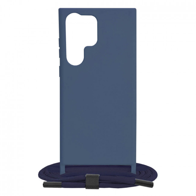 Techsuit Samsung Galaxy S23 Ultra Crossbody Lanyard Θήκη Σιλικόνης TPU με Λουράκι - Blue