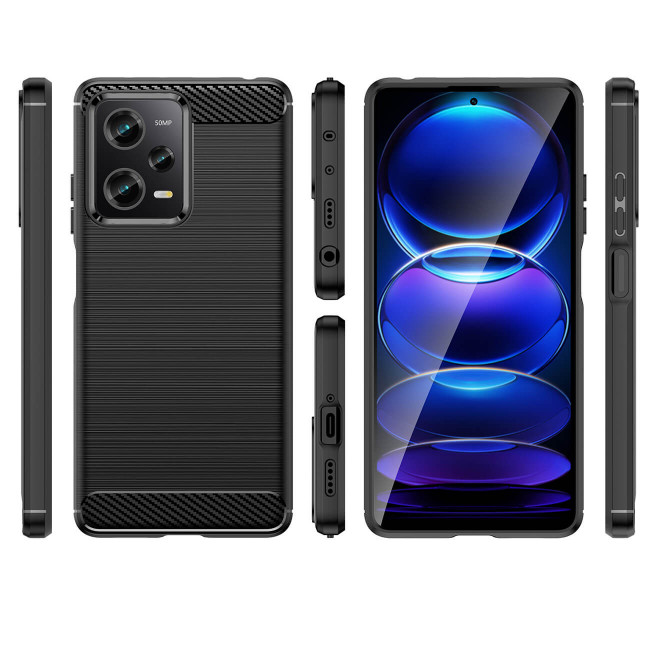 OEM Xiaomi Redmi Note 12 Pro / Xiaomi Poco X5 Pro 5G Carbon Series Θήκη TPU - Black