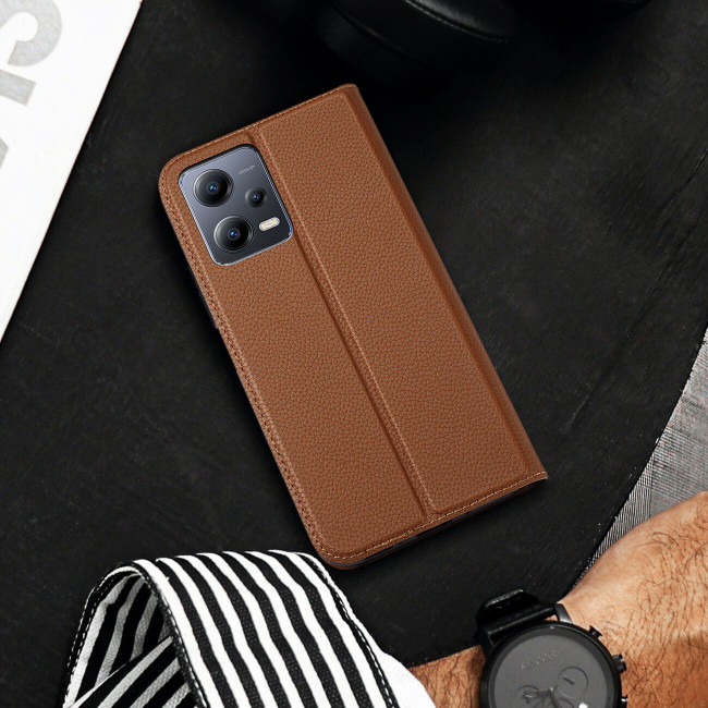 Dux Ducis Xiaomi Redmi Note 12 5G / Xiaomi Poco X5 5G Skin X2 Flip Stand Case Θήκη Βιβλίο - Brown