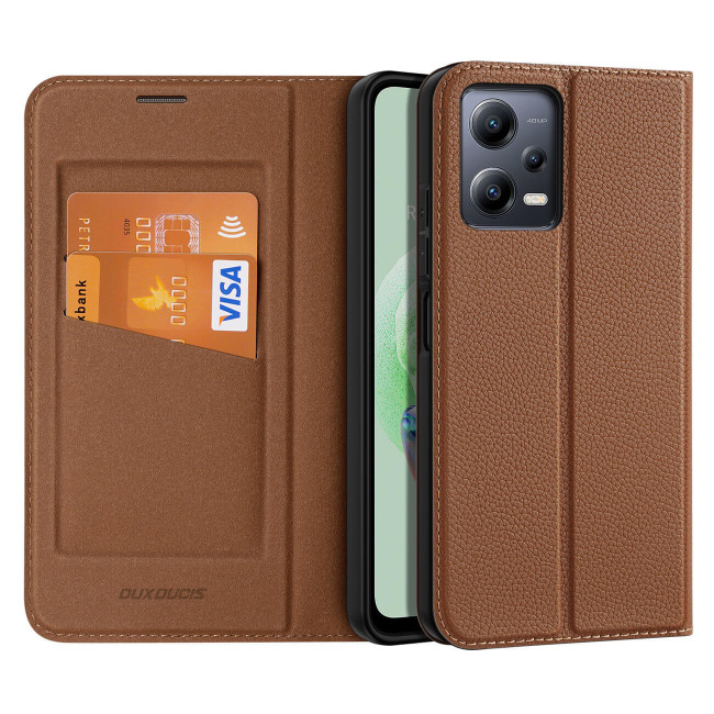 Dux Ducis Xiaomi Redmi Note 12 5G / Xiaomi Poco X5 5G Skin X2 Flip Stand Case Θήκη Βιβλίο - Brown