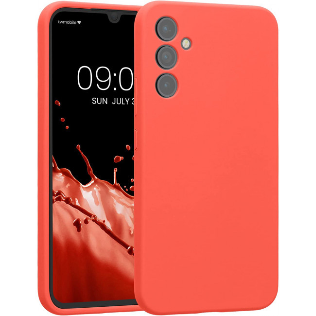 KW Samsung Galaxy A34 5G Θήκη Σιλικόνης Rubber TPU - Neon Coral - 60807.103