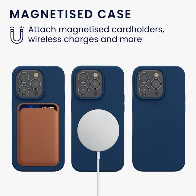 KW iPhone 14 Pro Θήκη Σιλικόνης Rubber TPU με MagSafe - Navy Blue - 60993.116