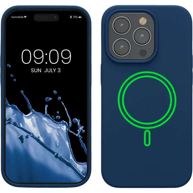 KW iPhone 14 Pro Θήκη Σιλικόνης Rubber TPU με MagSafe - Navy Blue - 60993.116