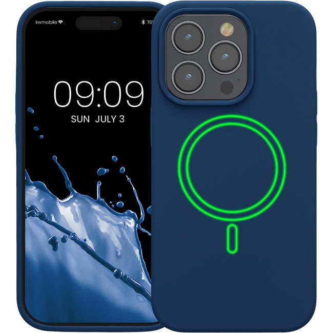 KW iPhone 14 Pro Θήκη Σιλικόνης Rubber TPU με MagSafe - Navy Blue - 60993.116