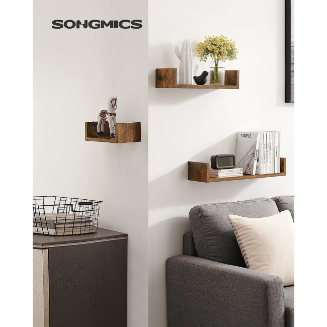 Songmics Σετ 3 Ράφια Διαφορετικού Μεγέθους - ‎Rustic Brown - LWS066T01