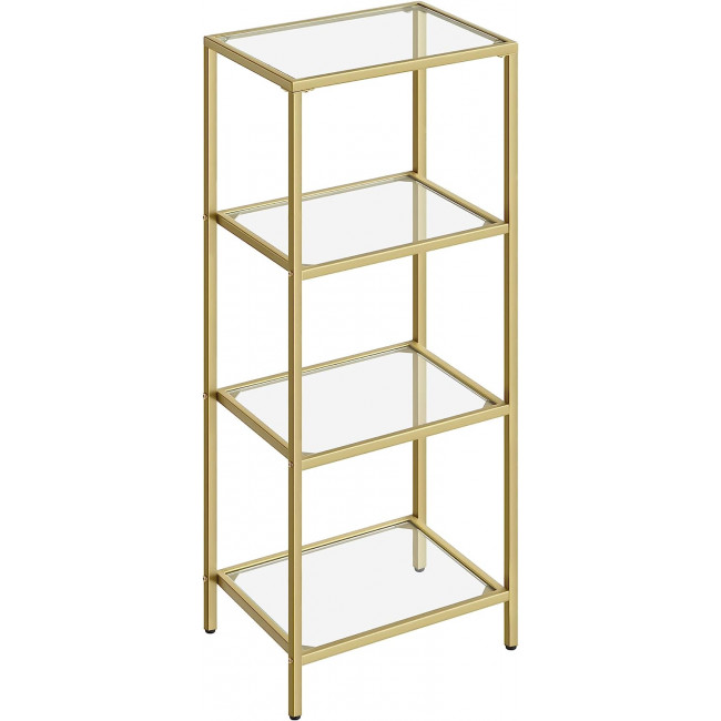 Vasagle Ραφιέρα από Γυαλί με 4 Ράφια - 40 x 30 x 95 cm - ‎Gold - LGT28G