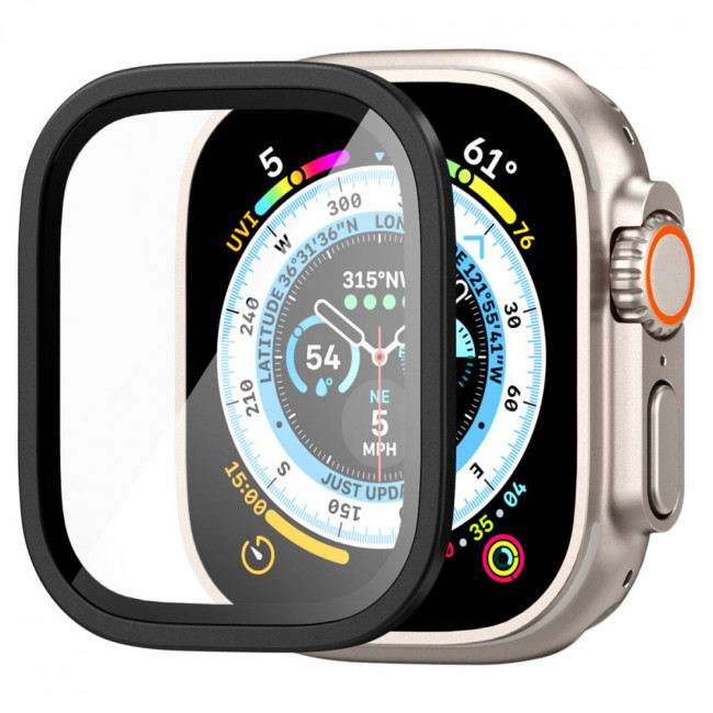 Spigen Προστασία Οθόνης Apple Watch Ultra / Ultra 2 - 49mm - Glas.TR Slim Pro Αντιχαρακτικό Γυαλί Οθόνης - Black