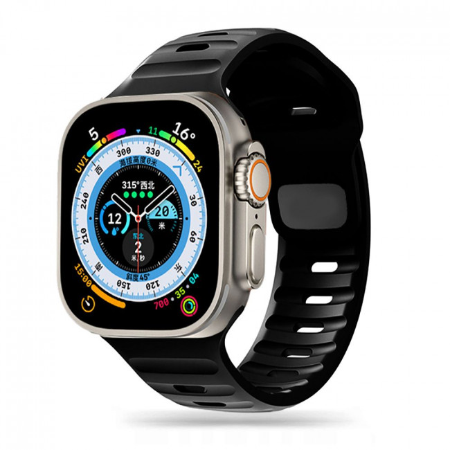 Tech-Protect Λουράκι Apple Watch 4 / 5 / 6 / 7 / 8 / 9 / 10 / SE / ULTRA 1 / ULTRA 2 - 44 / 45 / 46 / 49 mm IconBand Line Λαστιχένιο - Black