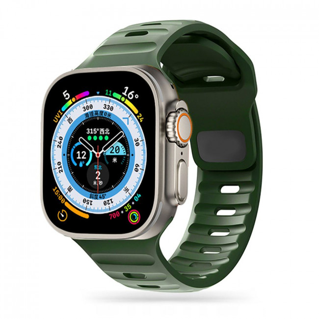 Tech-Protect Λουράκι Apple Watch 4 / 5 / 6 / 7 / 8 / 9 / 10 / SE / ULTRA 1 / ULTRA 2 - 44 / 45 / 46 / 49 mm IconBand Line Λαστιχένιο - Army Green