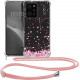 KW Xiaomi Poco X5 Pro 5G Θήκη Σιλικόνης TPU με Λουράκι Design Cherry Petals - Pink / Dark Brown / Διάφανη - 60901.01