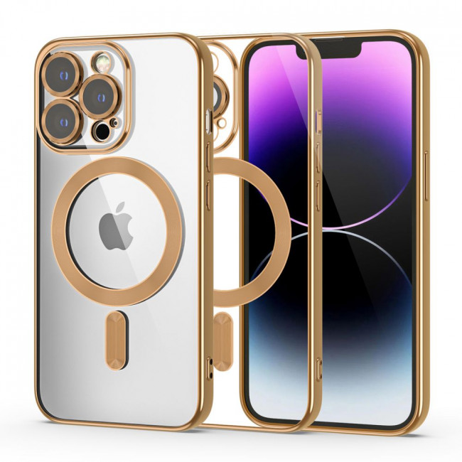 Tech-Protect iPhone 14 Pro Magshine Θήκη Σιλικόνης TPU με Magsafe - Διάφανη / Gold