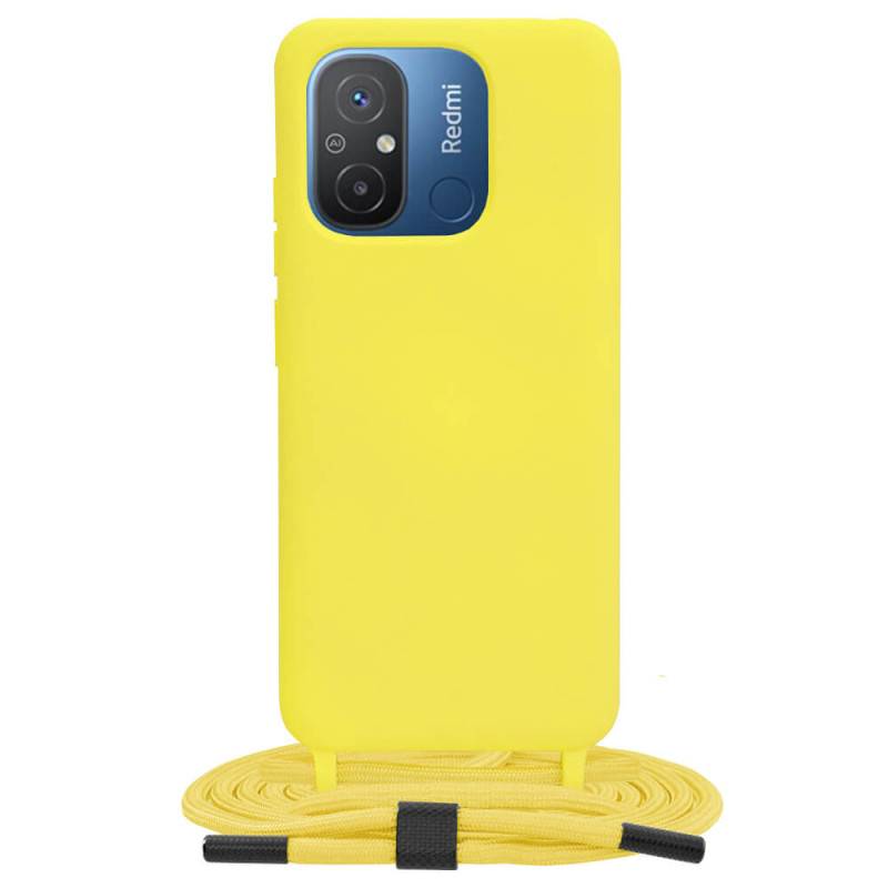 Techsuit Xiaomi Redmi 12C Crossbody Lanyard Θήκη Σιλικόνης TPU με Λουράκι - Yellow