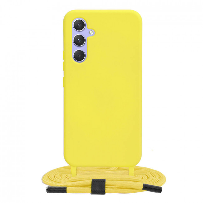 Techsuit Samsung Galaxy A54 5G Crossbody Lanyard Θήκη Σιλικόνης TPU με Λουράκι - Yellow