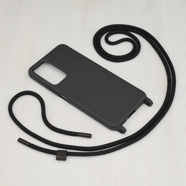 Techsuit Xiaomi Redmi Note 11 Pro+ 5G Crossbody Lanyard Θήκη Σιλικόνης TPU με Λουράκι - Black