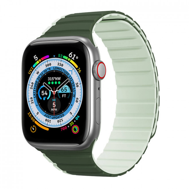 Dux Ducis Λουράκι Apple Watch 2 / 3 / 4 / 5 / 6 / 7 / 8 / 9 / SE / SE 2 / ULTRA / ULTRA 2 - 42 / 44 / 45 / 49 mm Magnetic Strap LD Version Μαγνητικό Σιλικόνης - Green